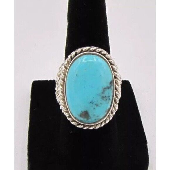 Sterling Silver Turquoise Ring Size 6 - Picture 1 of 4